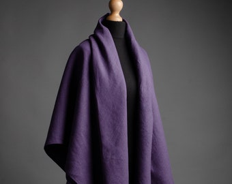 Extra large LAVENDER linen shawl for women, large linen unisex scarf, unisex Christmas gift, brown linen wrap