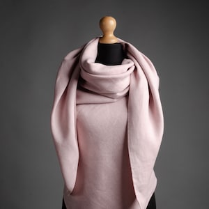Square DUSTY PINK color linen shawl for women, large linen unisex scarf, unisex Christmas gift, brown linen wrap, gift idea
