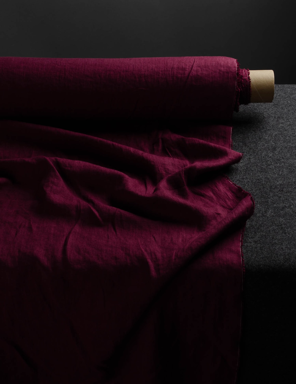 Burgundy Medium Weight Linen Fabric main image 1