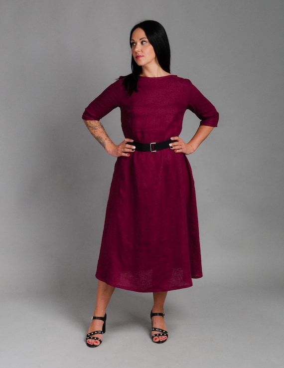 berta dress in burgundy Berta main image 1