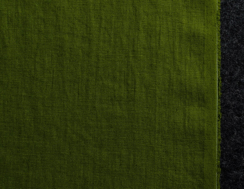 Olive colour medium weight linen fabric, chartreuse green linen fabric supply, green colour linen flax supply image 4