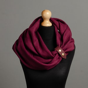 Round natural linen scarf for women, gift for women, Christmas gift, Birthday gift for her,  unisex linen scarf,  infinity scarf