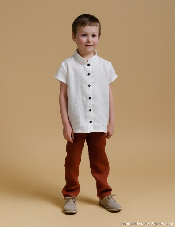 kids white linen shirt