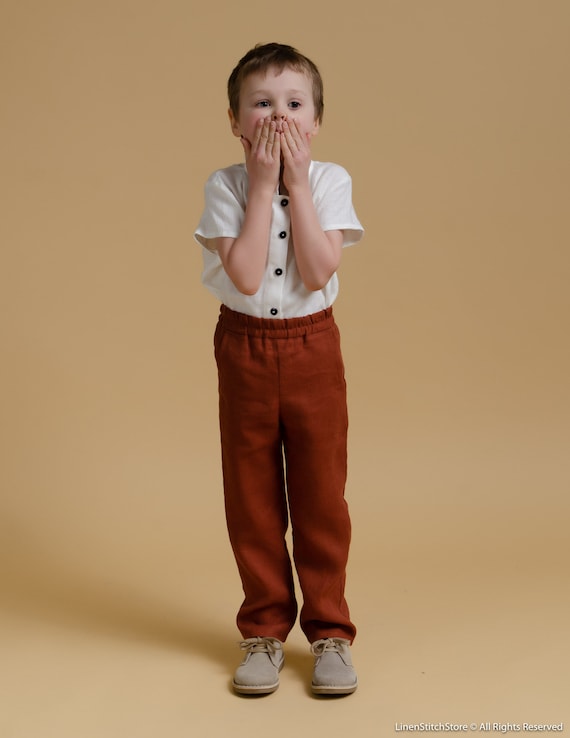 MINI PAUL Linen Long Brown Toddler Boy Pants, Kids Trousers, Christening  Clothes for Boys, Kids Clothing, Clothes for Boys -  Hong Kong