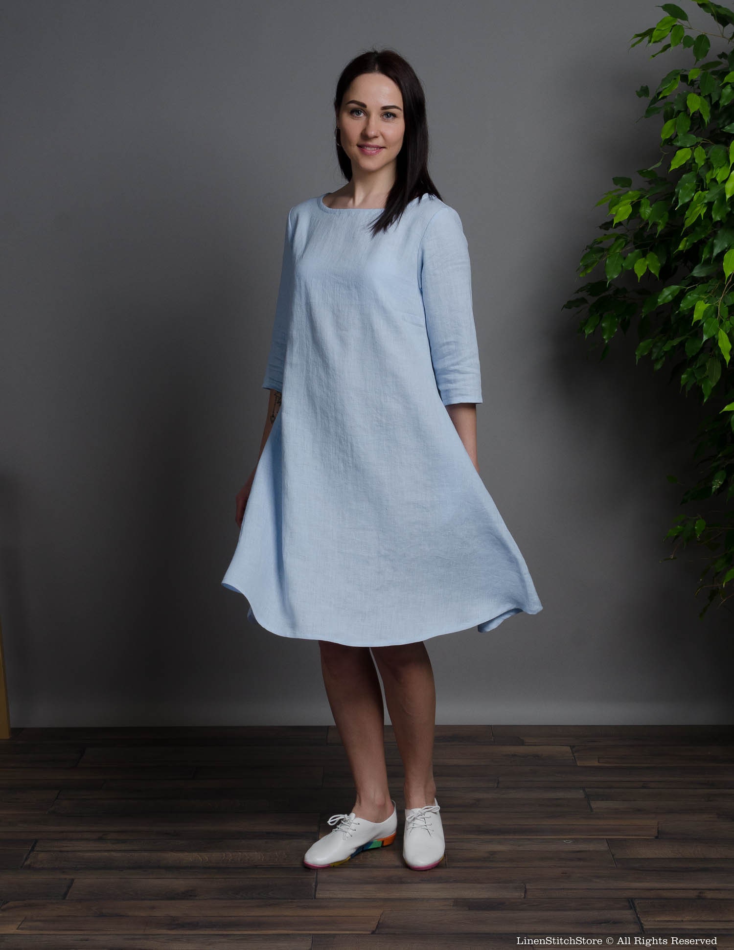 Aude Trapeze Dress  Linen and Cotton 