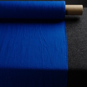 Royal blue medium weight linen fabric, deep blue linen fabric supply, dark blue linen flax supply image 4