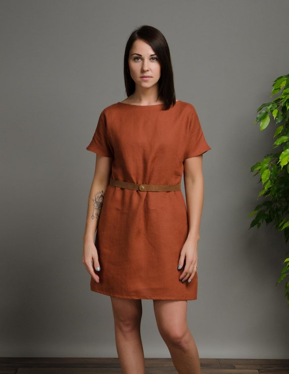Short sleeve trapeze clearance dress