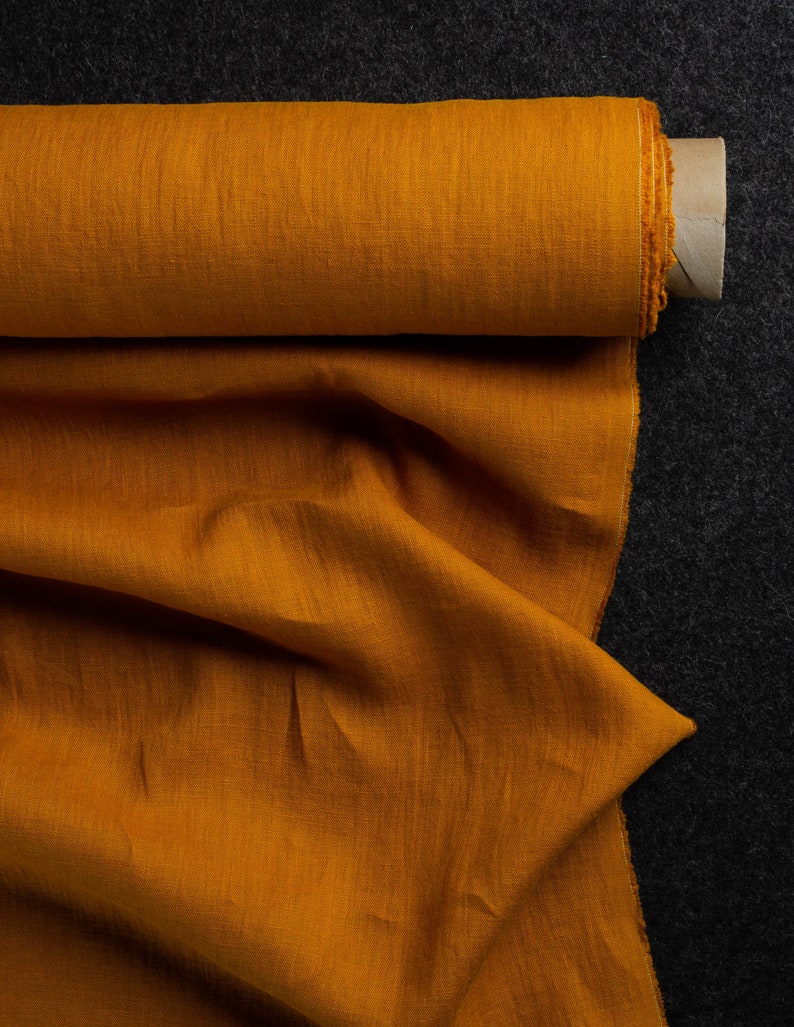 Mustard Medium Weight Linen Fabric main image 1