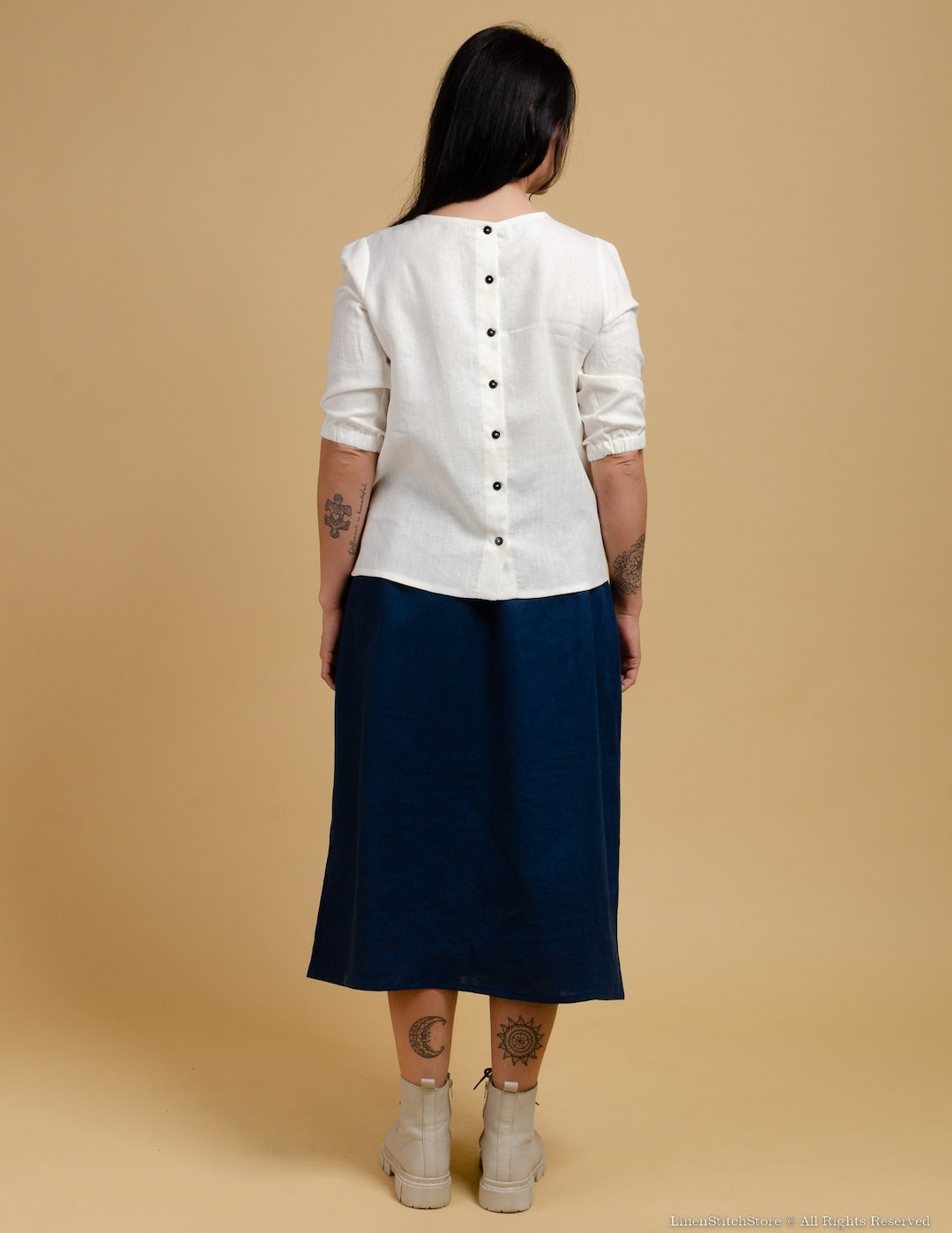 Ivory Linen Shirt and Pants With a Mirror Work Cape main image 0
