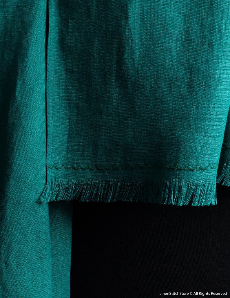 Long and wide EMERALD GREEN unisex linen scarf, bright green linen scarf for women, soft linen scarves, linen Shawl, big linen scarf image 3