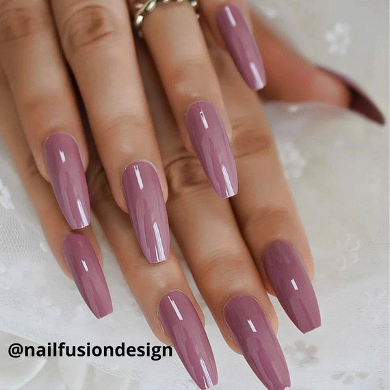 Nude Pink Coffin Press On Nails Coffin Nails Acrylic Nails Etsy