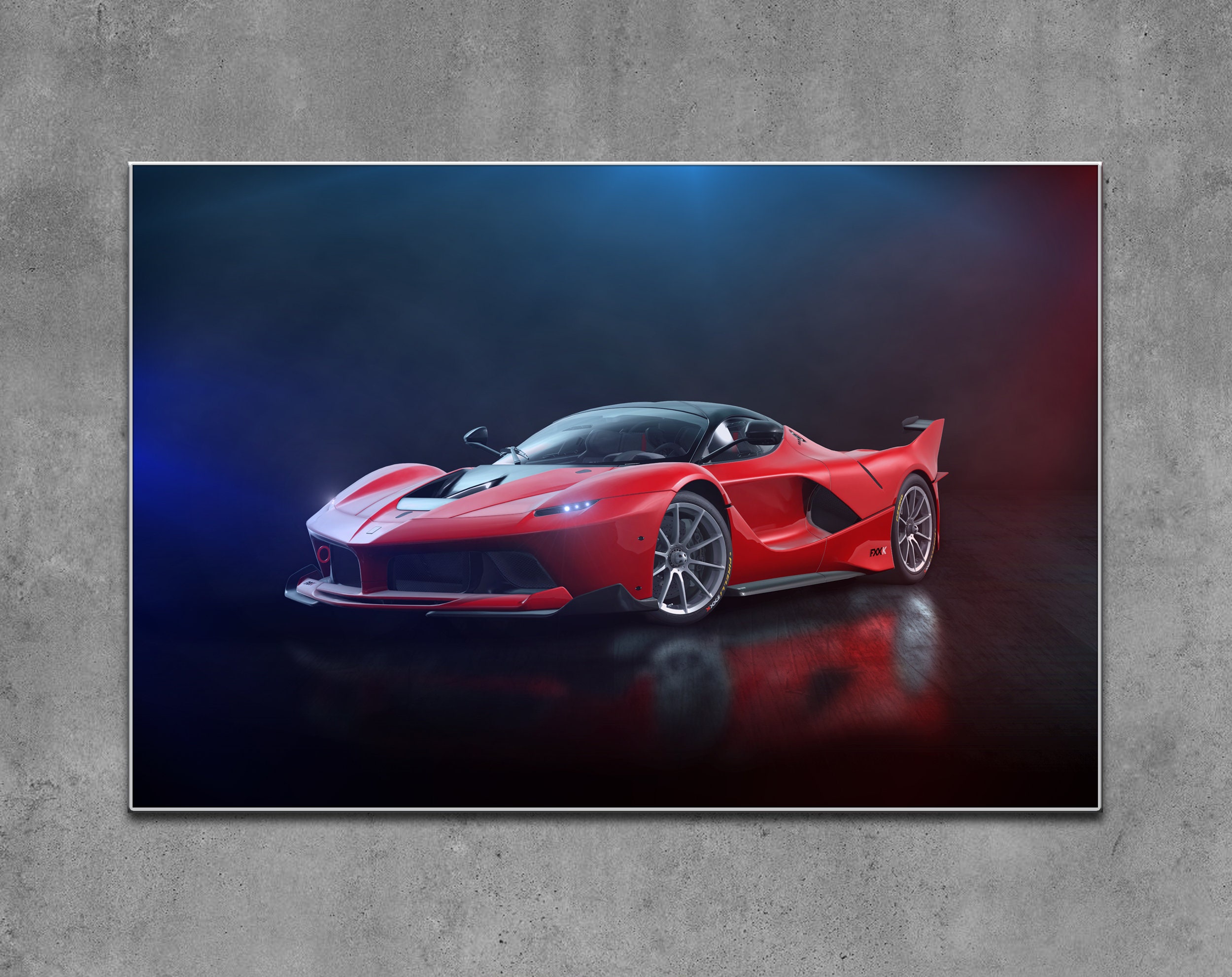 趣味・スポーツ・実用 LaFerrari: Dynamic Art Ferrari Laferrari Red Car Print Dark Mountain Tunnel 1:1 Car Wall