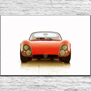 Alfa Romeo 33 Stradale Digital poster. Gift for man Car posters for boys Wall art for your son. Car art prints Vintage race car Classic car