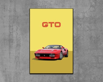 Ferrari 288 GTO. Digital Poster. Gift for Man. Car Posters for