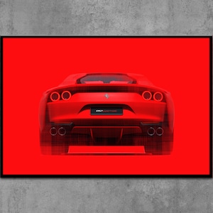 Ferrari 812 Superfast. Digital poster. Gift for man. Car posters for boys. Wall art for your son. Car prints for boys. Car Art Poster.