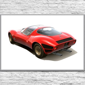 Alfa Romeo 33 Stradale Digital poster Gift for man Car posters for boys Wall art for your son Car art prints Vintage race car Alfa Romeo art