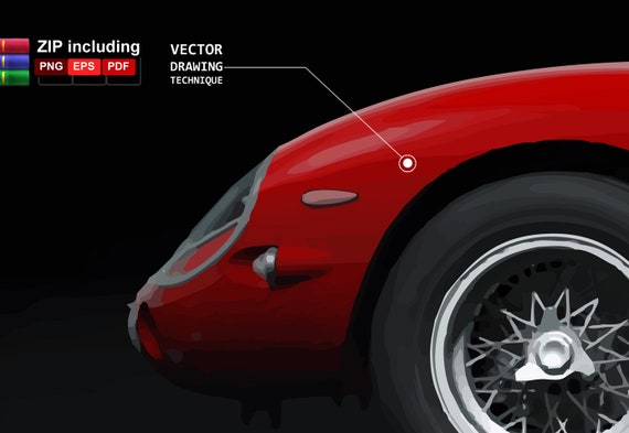 Ferrari 250 GTO. Digital Poster. Gift for Man. Car Posters