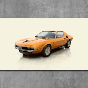 Alfa Romeo Montreal. Digital poster. Gift for man. Car posters for boys. Wall art for your son. Car prints. Vintage race car. Classic car.