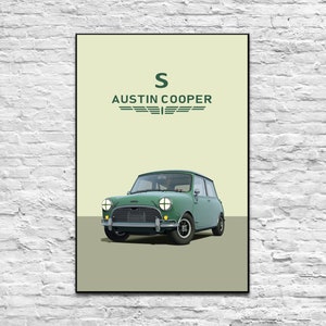 Austin Mini Cooper S Poster Digital poster Gift for man Car posters for boys Wall art for your son Car art prints Vintage car Mini Cooper