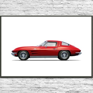 Chevrolet Corvette Sting Ray Digital poster Gift for man Car posters Wall art for your son Car art prints Muscle car