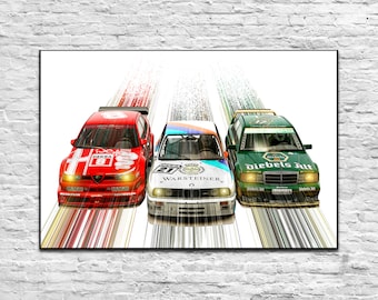 DTM. BMW. Alfa Romeo. Mercedes-Benz. Digitales Poster. Geschenk für Männer. Autoposter für Jungs. Auto Kunstdrucke. Rennautos.