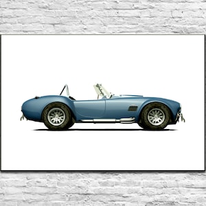 Shelby Cobra 427 S/C. Digital poster. Gift for man. Car posters. Wall art for your son. Car art prints. Vintage race car. Classic car.