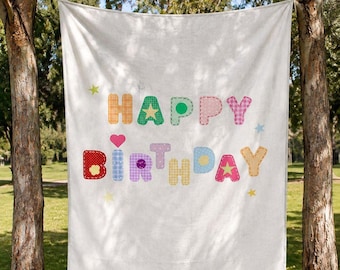 Personalised Birthday Banner, Custom Name Fabric Backdrop, Colourful Kids Party Decor