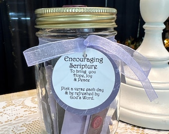 Encouraging Scripture Verse Jar: Gift of serious Biblical encouragement to bring light.