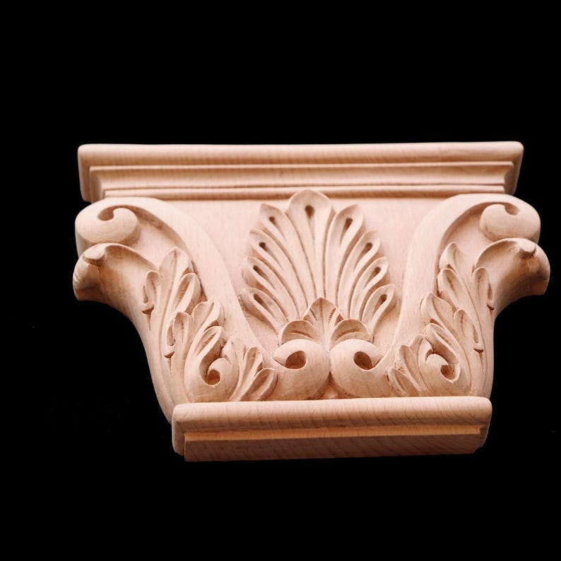 Seashell Column CPT-09: Hand Carved Wooden Seashell Column Pilaster | Acanthus Scrolled ...