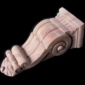 CBL-03: Handmade Handcarved Fluted Corbels Brackets self support wood decorative bookend book supports palmate molding corbel