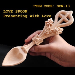 SPN-10-16: Set of 2 Pcs Handmade Hand Carved Love Spoon | Traditional Gift Craft | Welsh Spoon | Romantic Love | Welsh Love spoon
