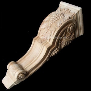 CBL-16: Handcarved Acanthus Leaf & Grapes Brackets decorative antique Victorian centaury old traditional woodcarvings Corbel components.
