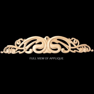 APL-23: Hand carved Nouveau Central Decorative Wood Scroll Handmade Millwork Aplik Applique | Decorative ornamental furniture components