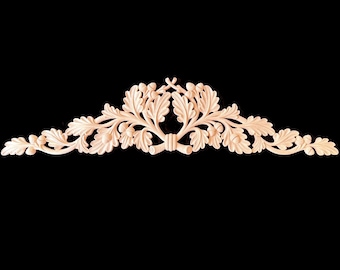 APL-29: Hand carved Acorn and leaves Decorative Scroll Millwork Wood Applique ornament | Woodcarvings Corner Applique | Acorn Rococo Appliq