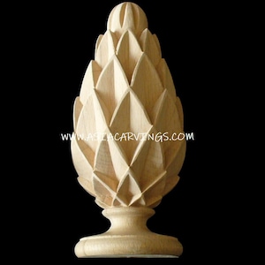 KNB-02: Hand carved Diamond Finial | Curtain Knob | Decorative Newel Post | Column Top components | Stair Column Knob | Bed Column Post