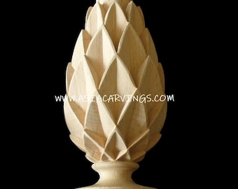 KNB-02: Hand carved Diamond Finial | Curtain Knob | Decorative Newel Post | Column Top components | Stair Column Knob | Bed Column Post