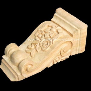 CBL-23: Handcarved Floral Ribbon Corbel Brackets antique Victorian traditional Decorative woodcarvings furniture components