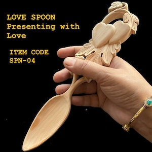 SPN-01-09: Set of 2 Pcs Welsh Handmade Hand Carved Love Spoon | Traditional Gift | Christmas Gift | Romantic Love | Wood Love spoon