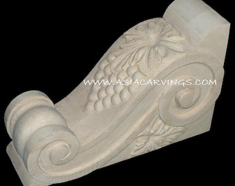 CBL-11: Hand carved Grapes Leaves | Vine leaf Corbel | Bracket antique Victorian | Traditional Decorative woodcarvings furniture components