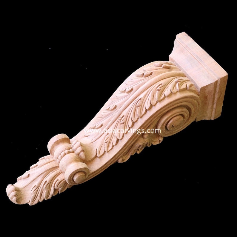 CBL-04: Handcarved Acanthus Corbel decorative wood furniture components beach corbel jubilee corbel Millwork Self Support Wood Decorations 