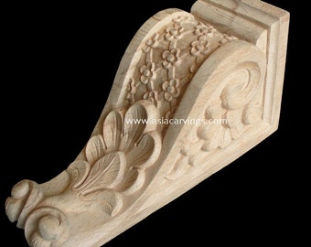 CBL-08: Handmade Handcarved Flowered Gothic Corbel Brackets decorative antique Victorian centaury old traditional woodcarvings components