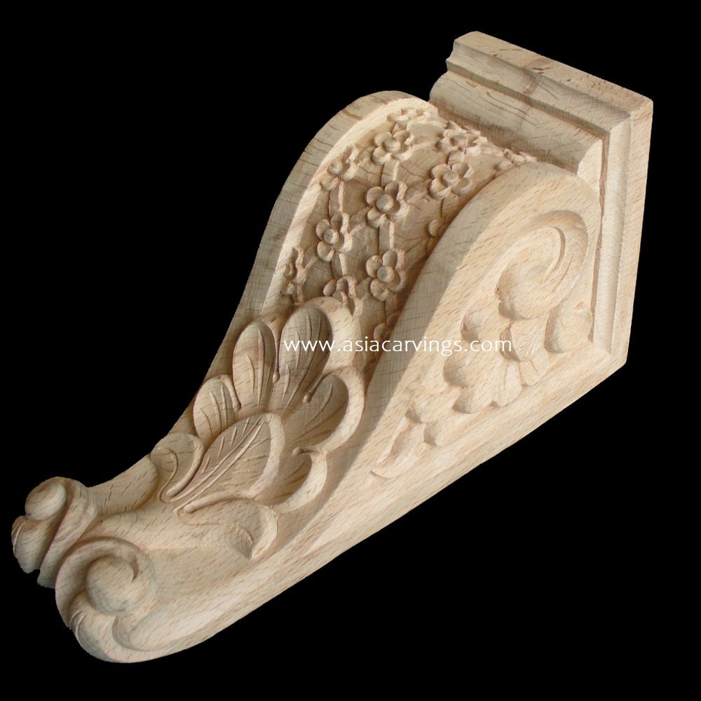 Gothic Rope Brackets CBL-08: Hand Carved Flowered Gothic Corbel | Brackets Decorative ...