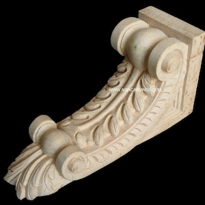 CBL-21: Handcarved Acanthus Leaf Brackets decorative antique Victorian centaury old traditional woodcarvings Corbel components.