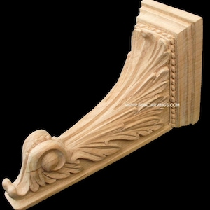 CBL-19: Handcarved Acanthus Leaf & Grapes Brackets decorative antique Victorian centaury old traditional woodcarvings Corbel components.