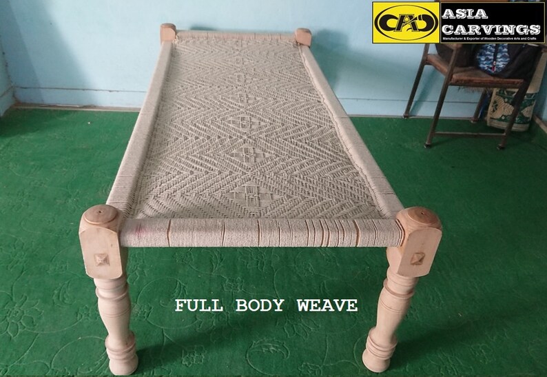 CHR02 Handmade Beechwood Cotton Rope Indian Charpoy Cot Etsy