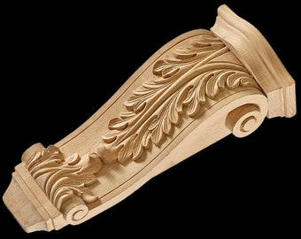 CBL-07: Handmade Handcarved Acanthus French Gothic Corbel decorative antique Victorian centaury old traditional woodcarvings components