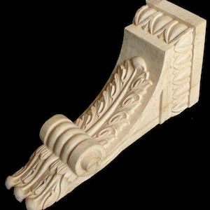 CBL-20: Handcarved Acanthus Leaf Brackets decorative antique Victorian centaury old traditional woodcarvings Corbel components.