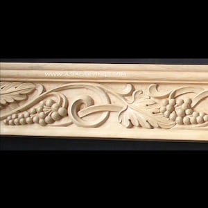 MLD-01: Handcarved Grapes relief carved Vineleaf Molding grapes leaf moulding decorative palmate molding woodcarving component parts