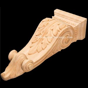 CBL-18: Handcarved Pearly Acanthus Corbel Brackets antique Victorian traditional Decorative woodcarvings furniture components