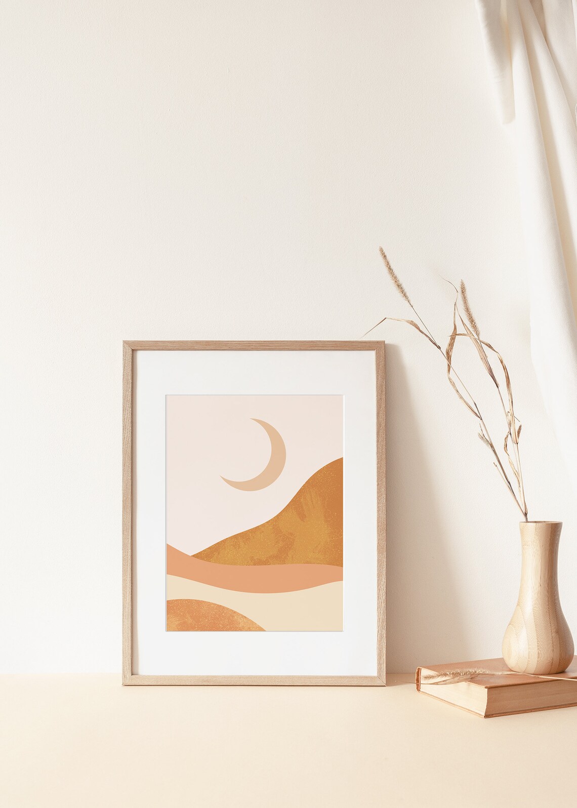 Boho Desert Landscape Wall Art Night Landscape Art Print Etsy